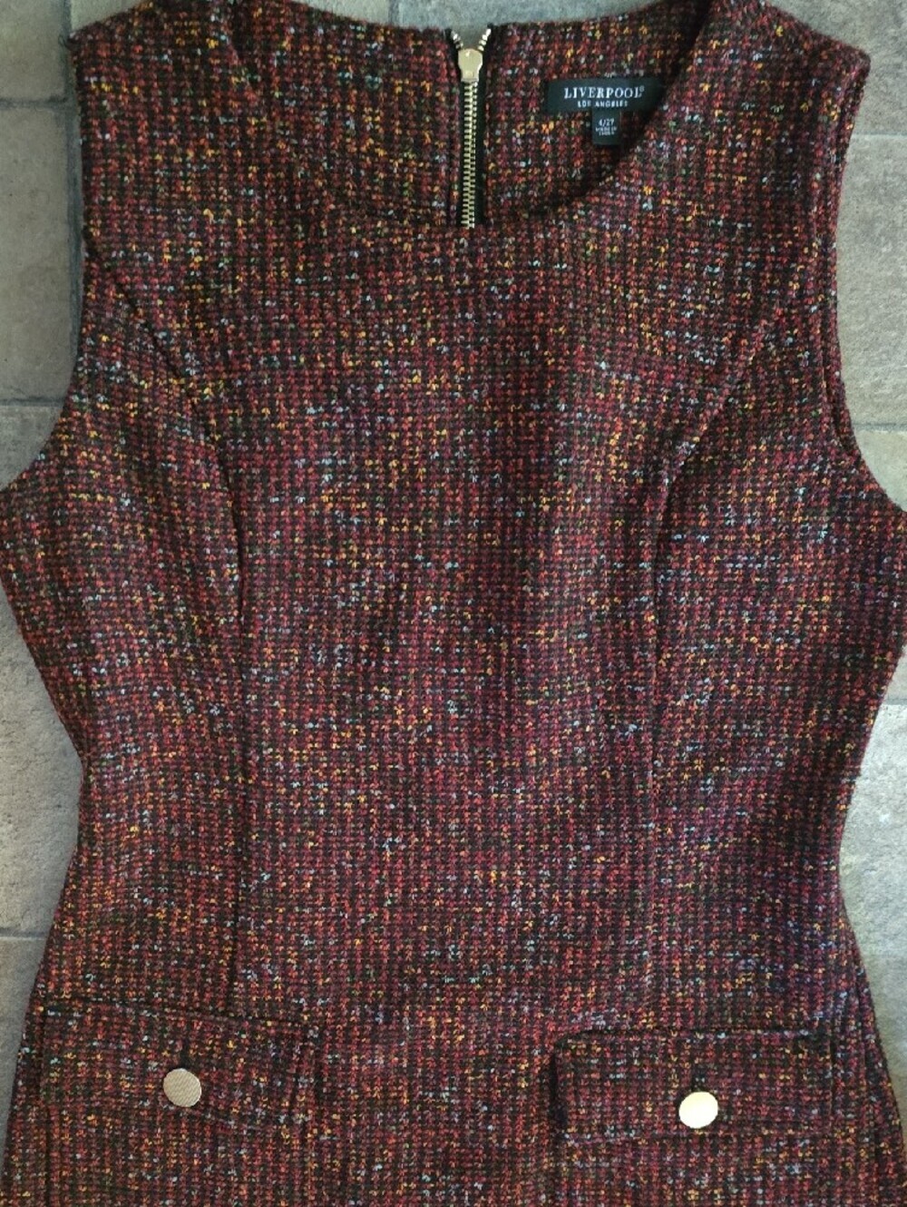 Liverpool Burgundy Tweed Mini Shift Dress - Picture 10 of 13